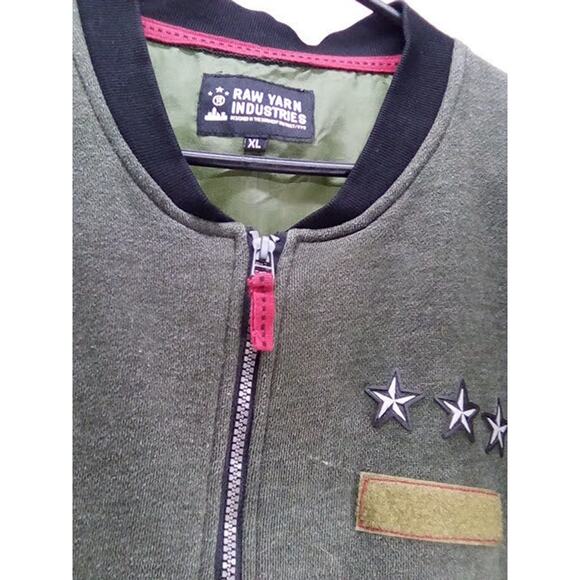 Raw Yarn Industries Mens XL Light Weight Military Green Bomber Style Jacket - Picture 3 of 9